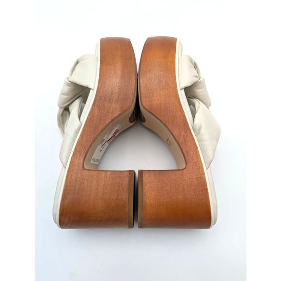 Pure Donna Karan Adalee Platform Sandal Women's White Leather Size US7M EU37.5B - Picture 9 of 14